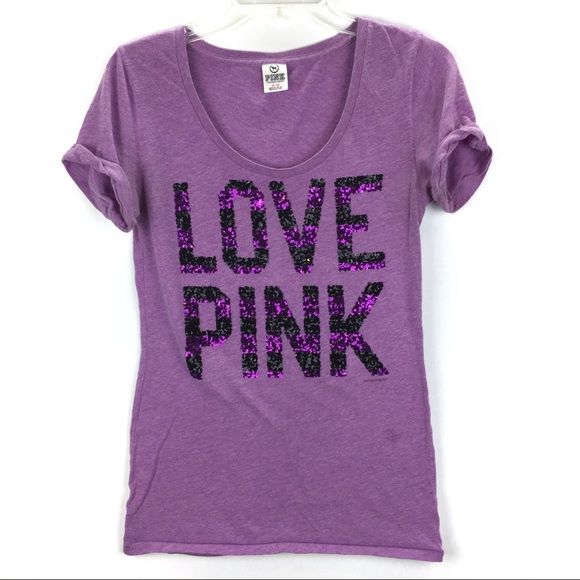 PINK Victoria's Secret Tops - Victoria’s Secret PINK Purple Bling Tee Medium